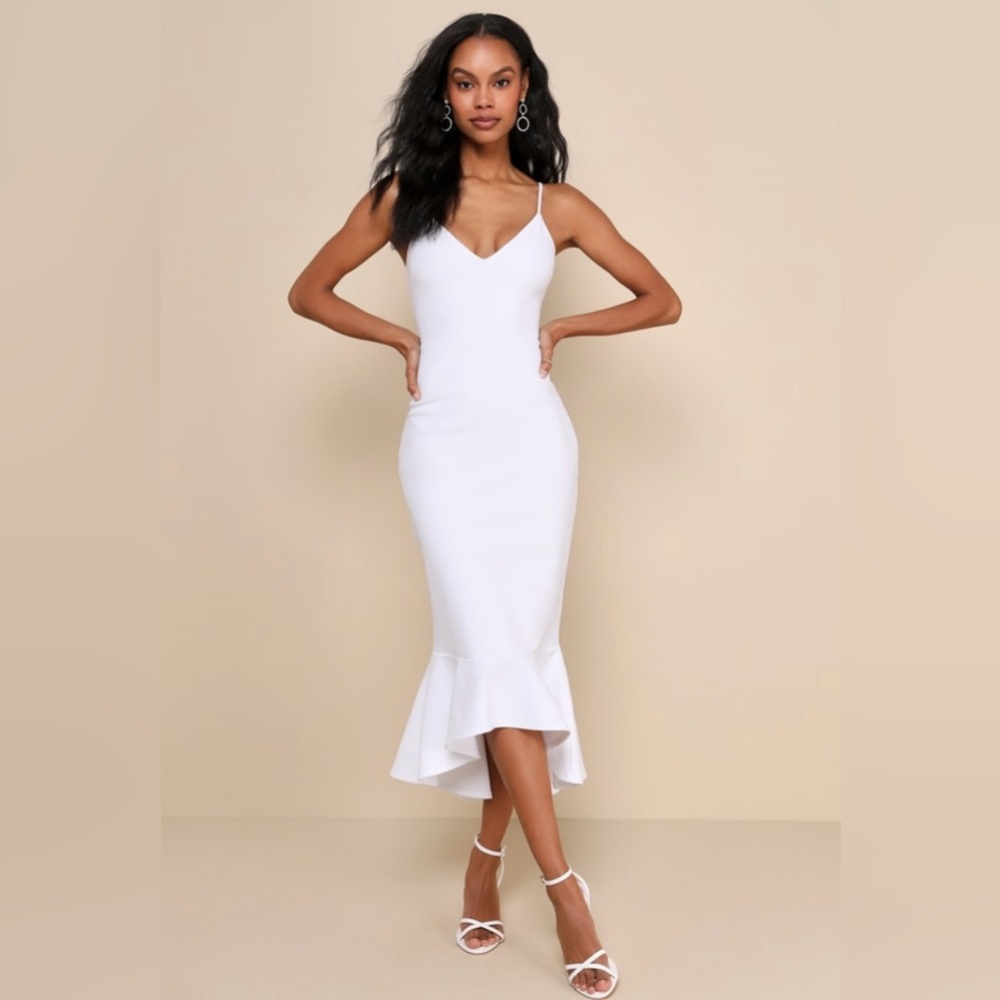 Lulus midi dress - white, trumpet (XS)